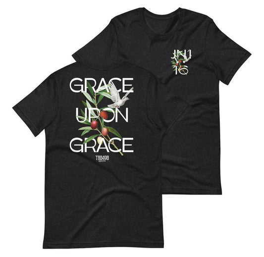 Black short sleeve Grace Upon Grace Tee, Front and Back, Christian Apparel