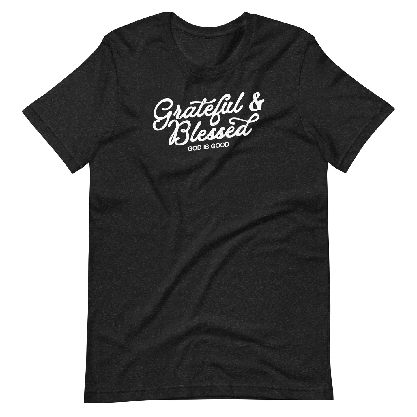 Black short sleeve Grateful & Blessed Tee, Front, Christian Apparel