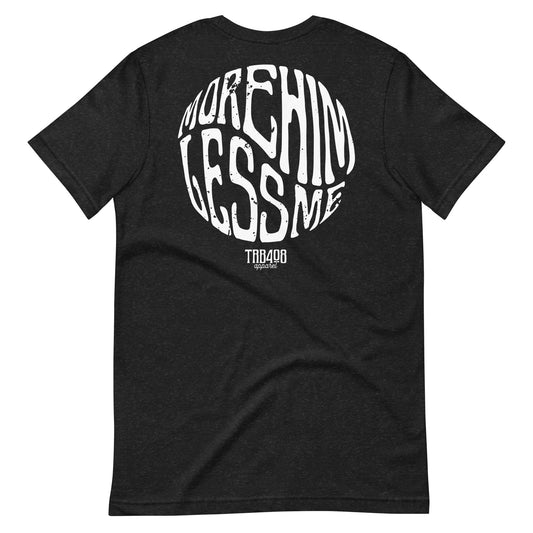 Black short sleeve He Is Greater Tee, Back, Christian Apparel