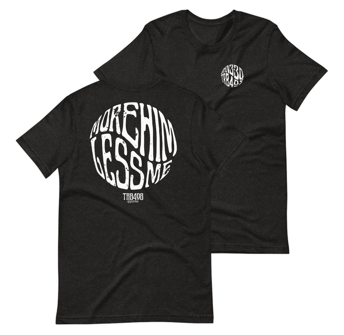 Black short sleeve He Is Greater Tee, Front and Back, Christian Apparel