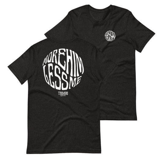 Black short sleeve He Is Greater Tee, Front and Back, Christian Apparel