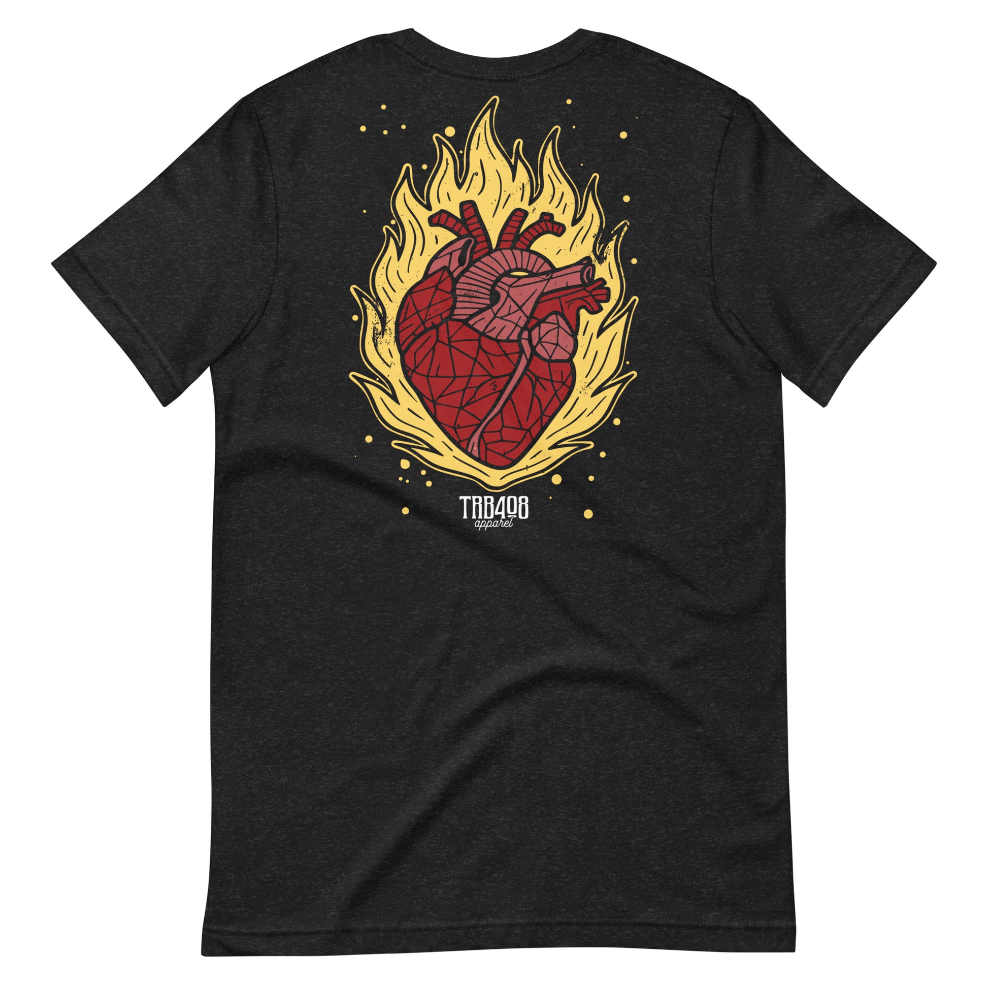 Black short sleeve Heart On Fire Tee, Back, Christian Apparel