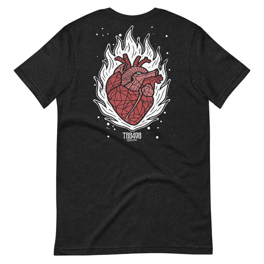 Black short sleeve Heart On Fire Tee, Back, Christian Apparel