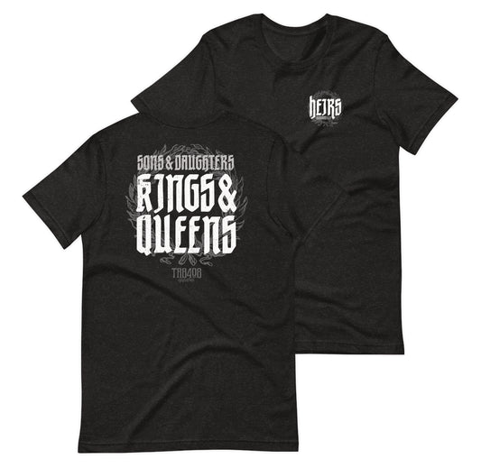 Black short sleeve Heirs Tee, Front and Back, Christian Apparel