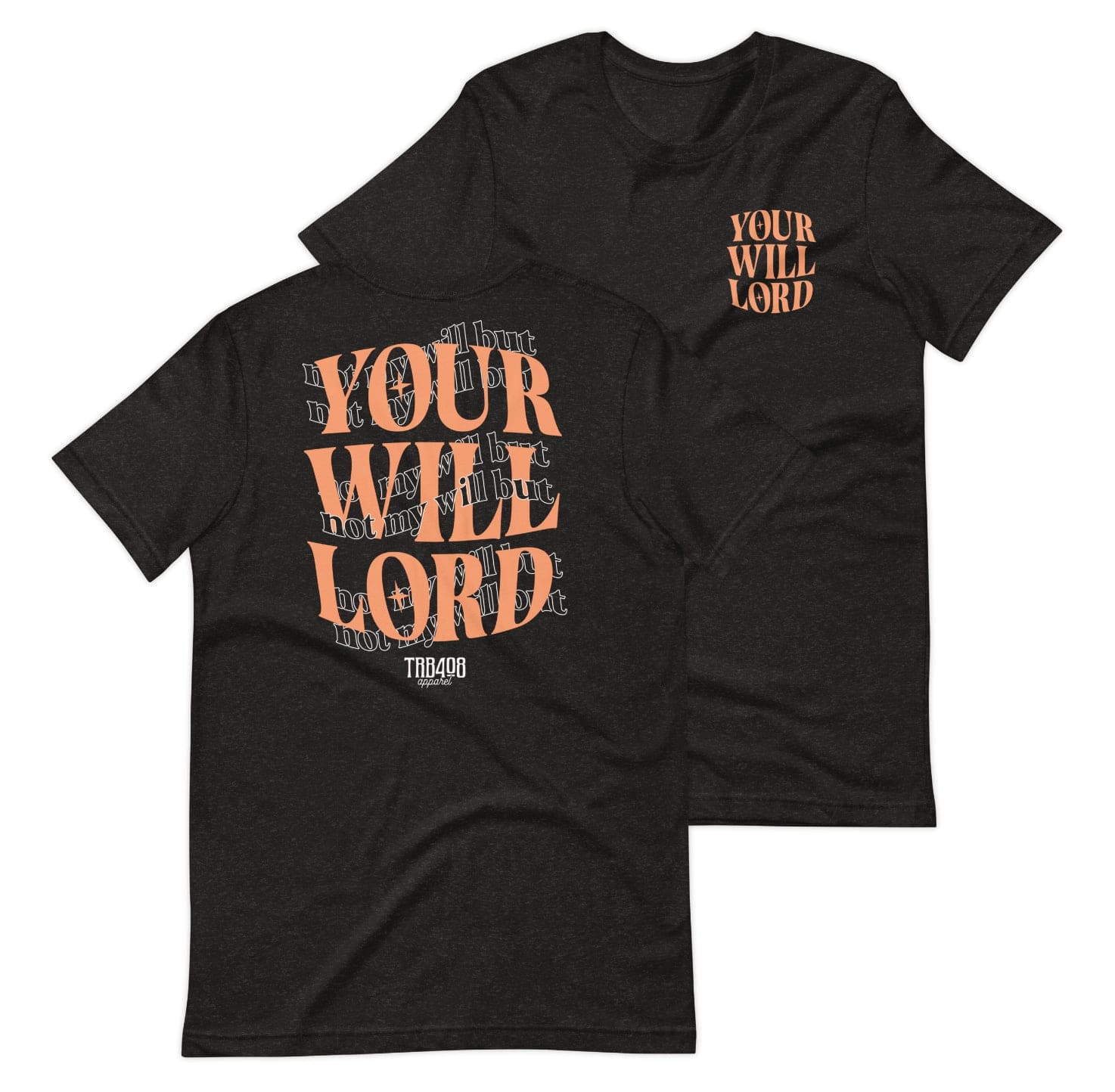 Black short sleeve His Will Tee, Front and Back, Christian Apparel