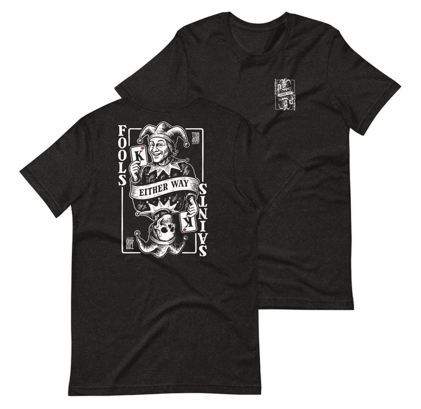 Black short sleeve Joker Tee, Front and Back, Christian Apparel