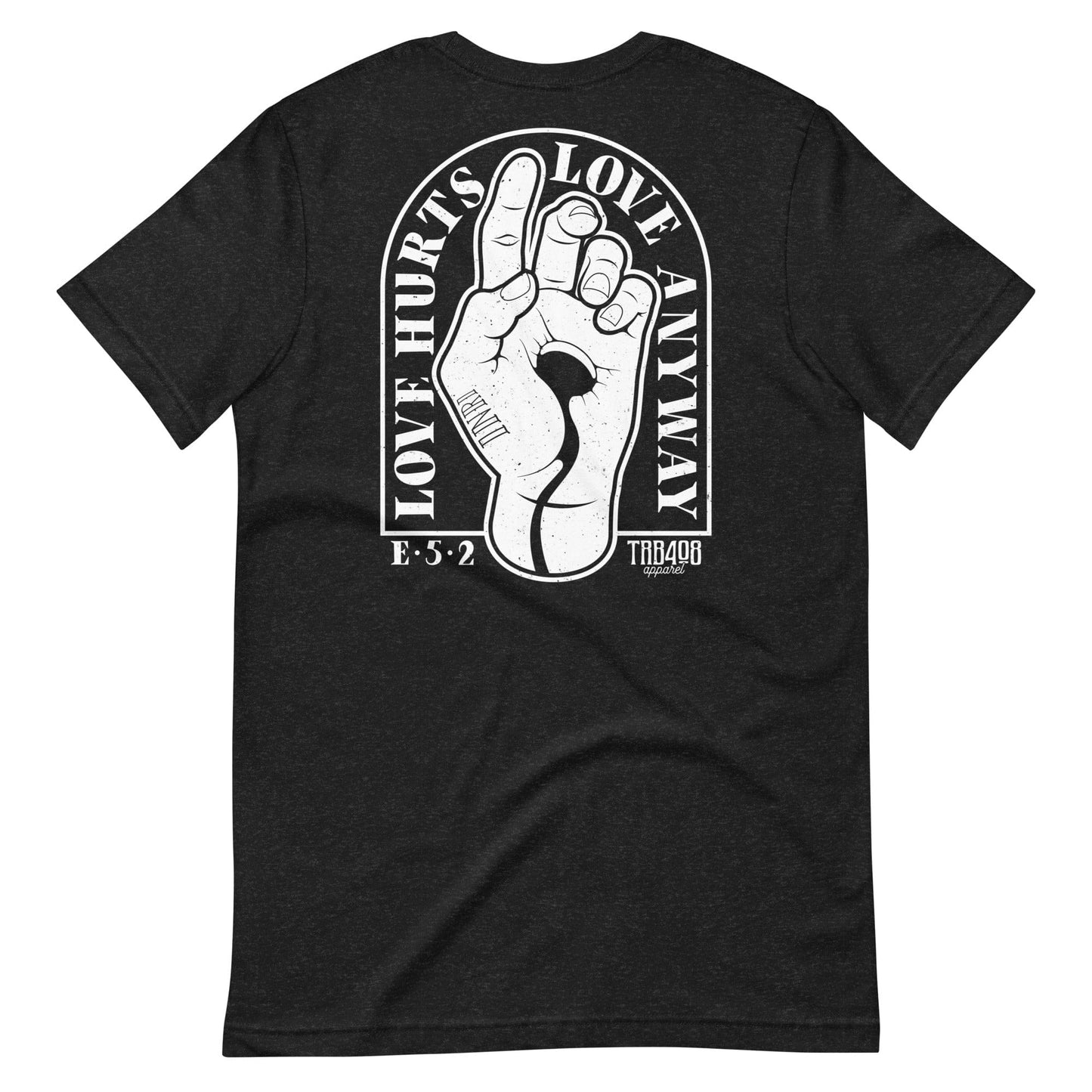 Black short sleeve Love Anyway Tee, Back, Christian Apparel