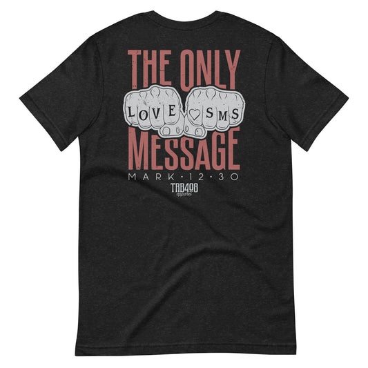Black short sleeve Love Message Tee, Back, Christian Apparel