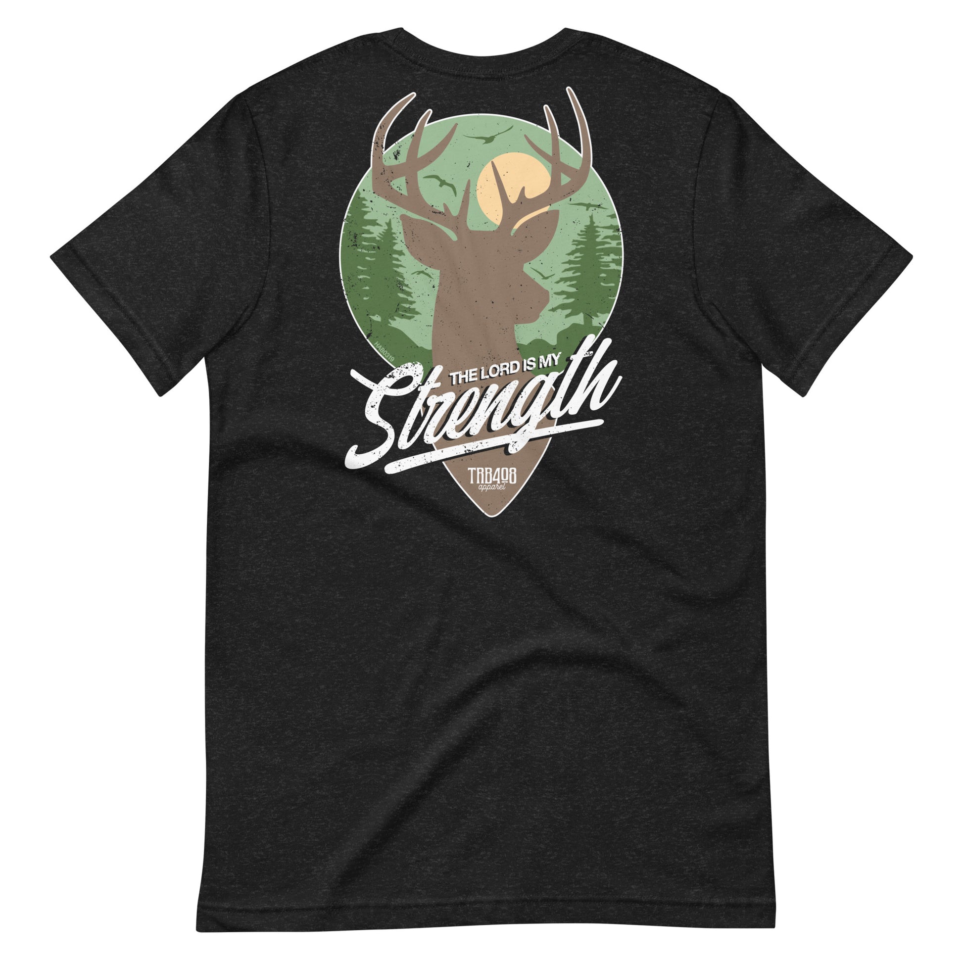 Black short sleeve My Strength Tee, Back, Christian Apparel