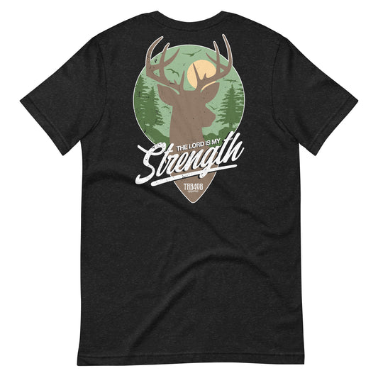 Black short sleeve My Strength Tee, Back, Christian Apparel