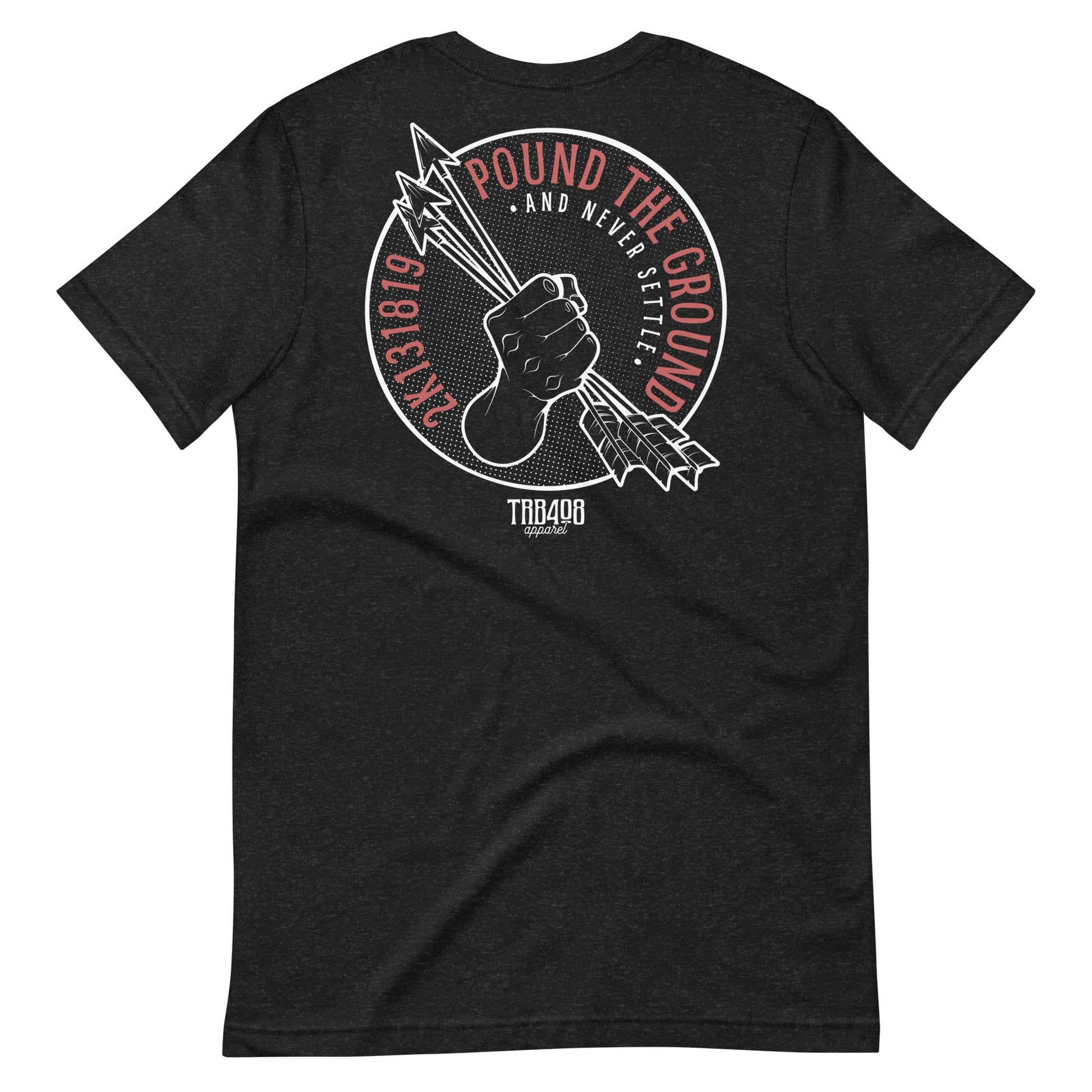 Black short sleeve Never Settle Tee, Back, Christian Apparel