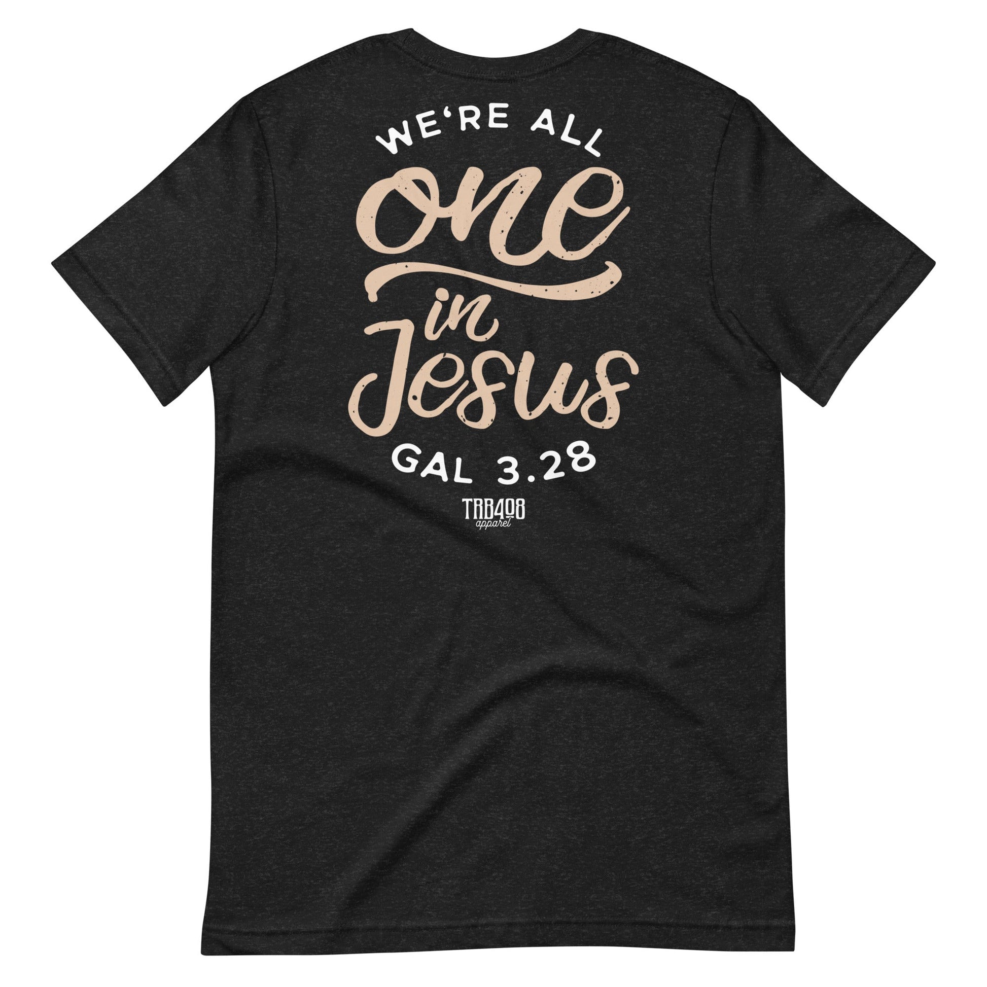 Black short sleeve One In Jesus Tee, Back, Christian Apparel