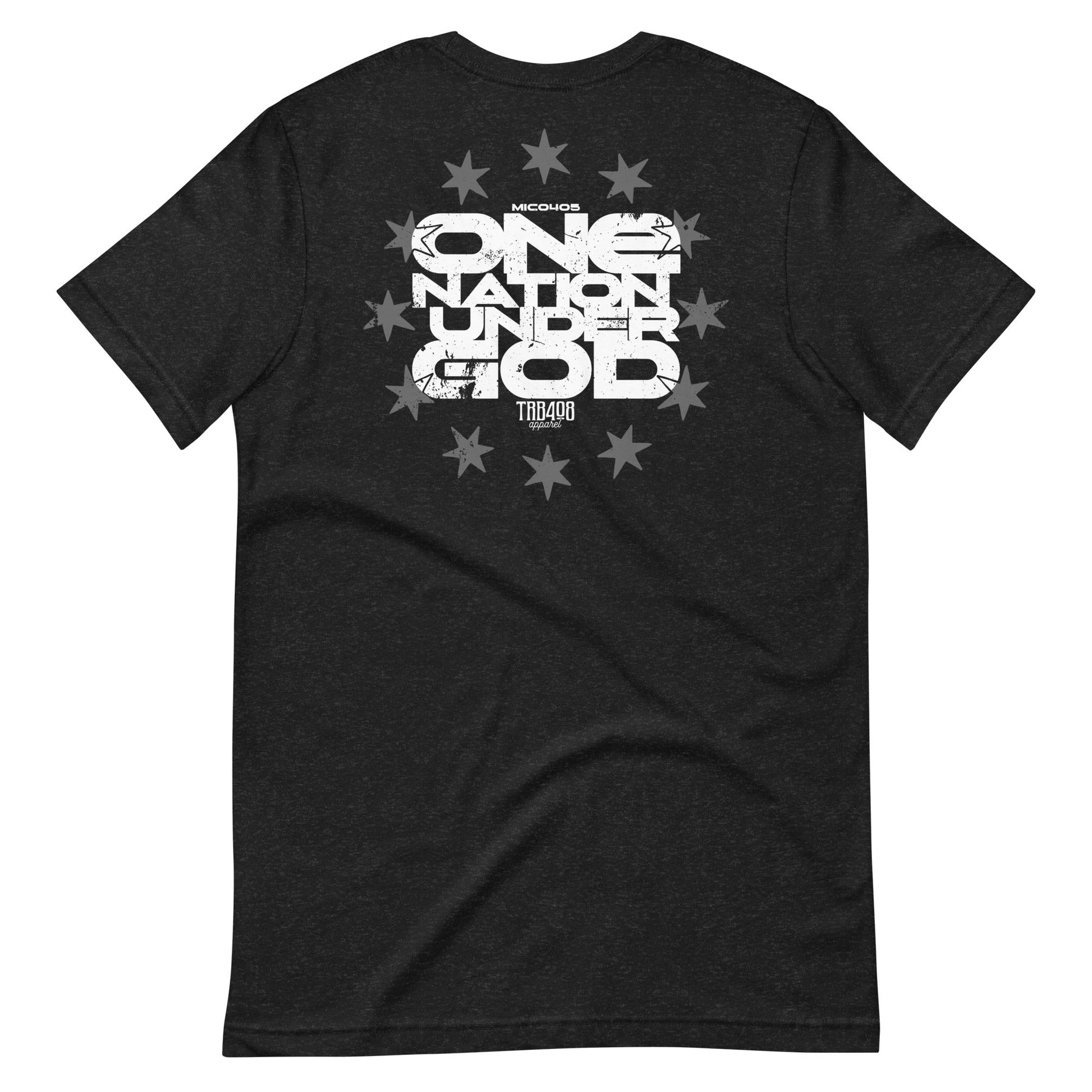 Black short sleeve One Nation Star Ring Tee, Back, Christian Apparel