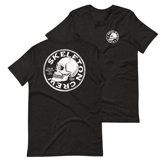 Black short sleeve Skeleton Crew Tee, Front and Back, Christian Apparel