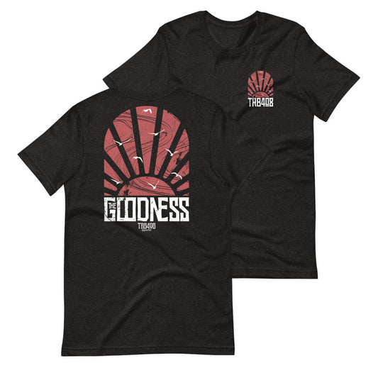 Black short sleeve The Goodness Tee, Front and Back, Christian Apparel