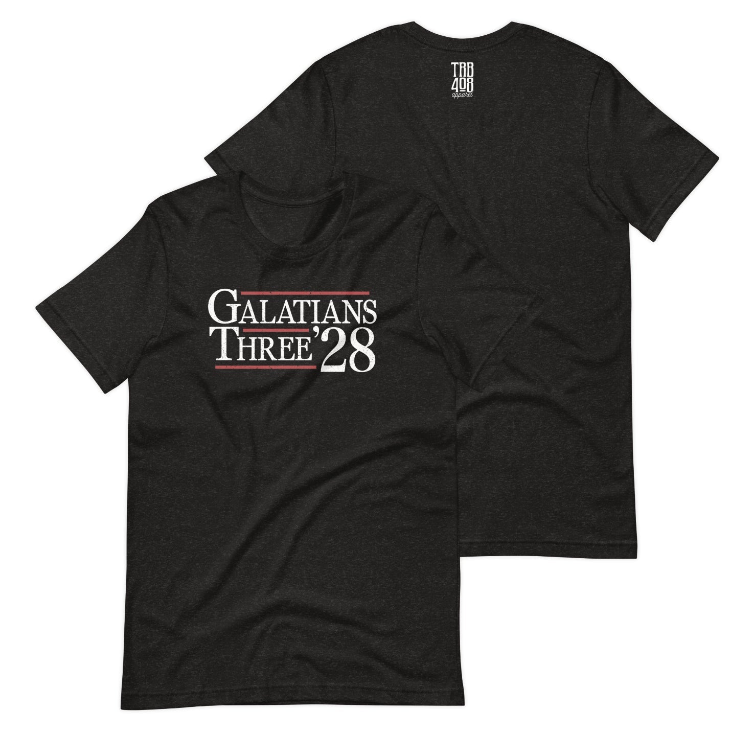 Black short sleeve Tribe '28 Tee, Front and Back, Christian Apparel
