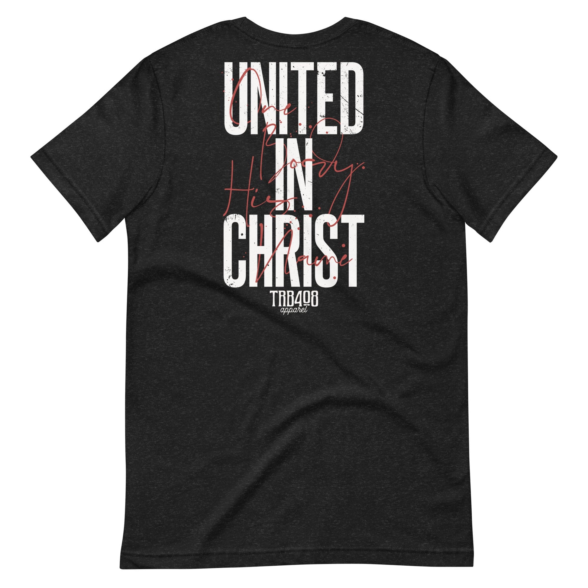 Black short sleeve United In Christ Tee, Back, Christian Apparel