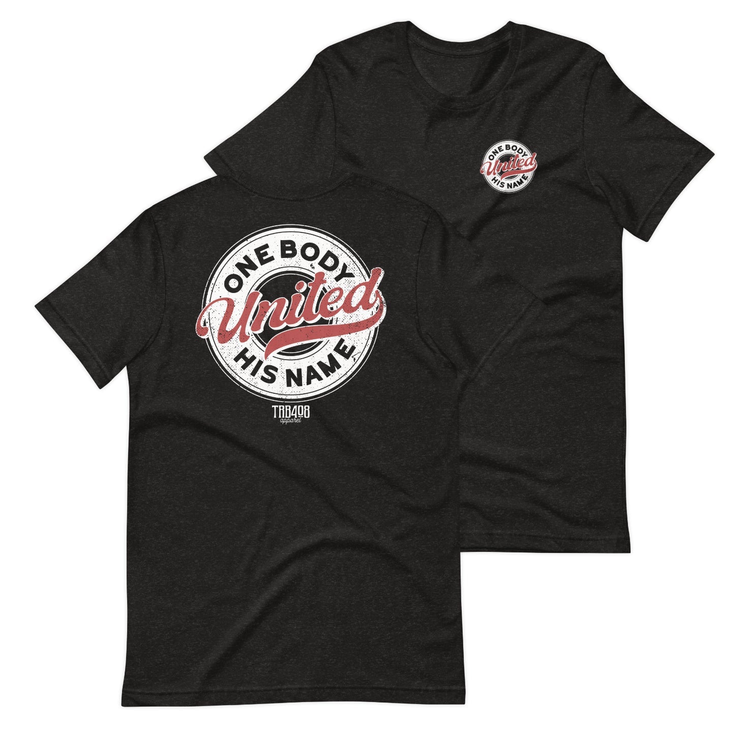 Black short sleeve United Retro Ring Tee, Front and Back, Christian Apparel