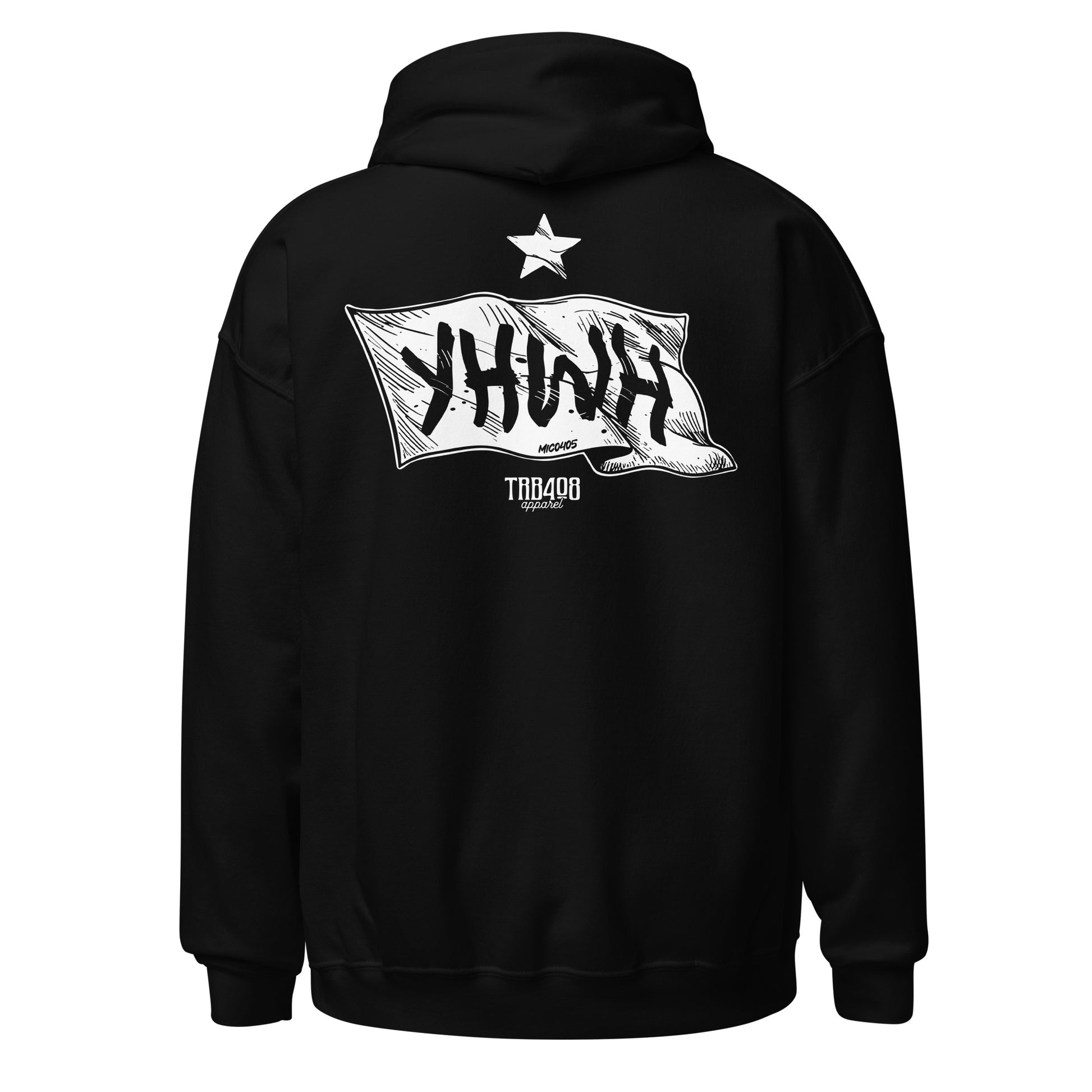 Black YHWH Flag Hoodie, Back, Christian Apparel