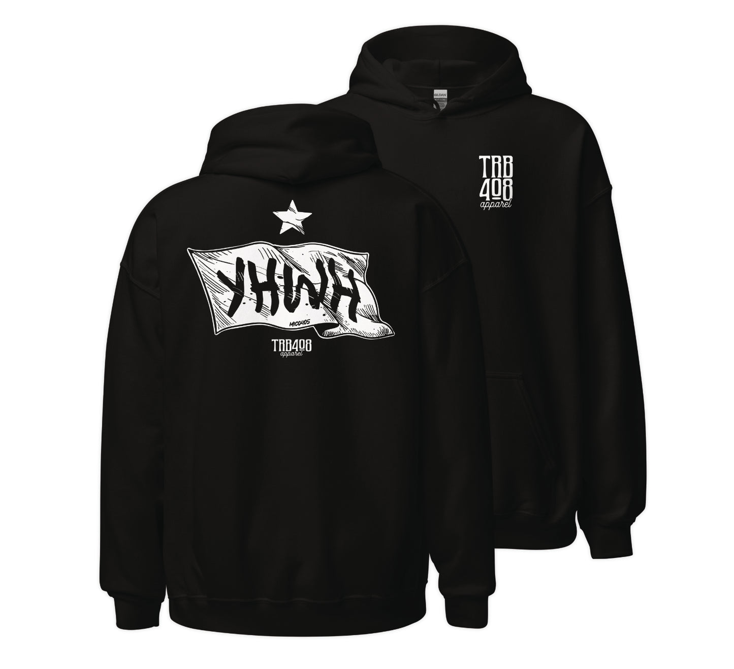 Black YHWH Flag Hoodie, Front and Back, Christian Apparel