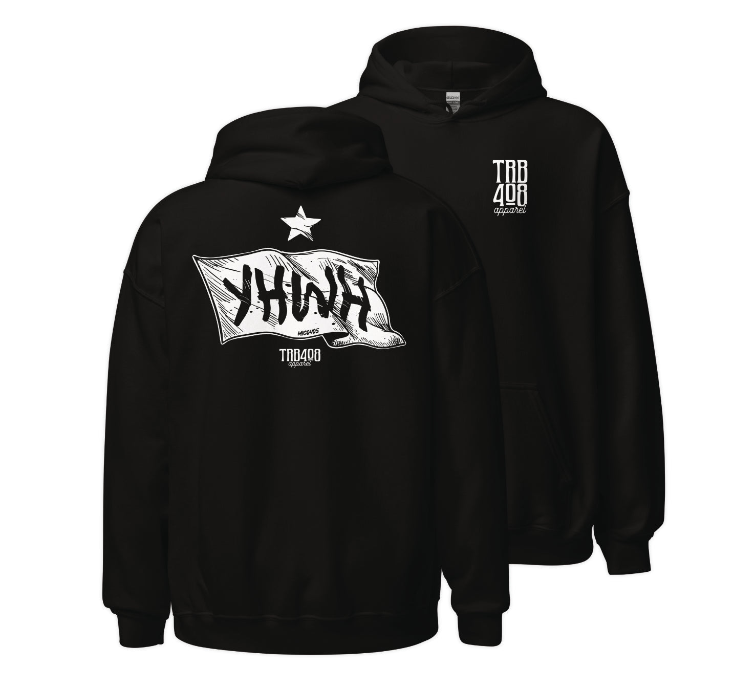 Black YHWH Flag Hoodie, Front and Back, Christian Apparel