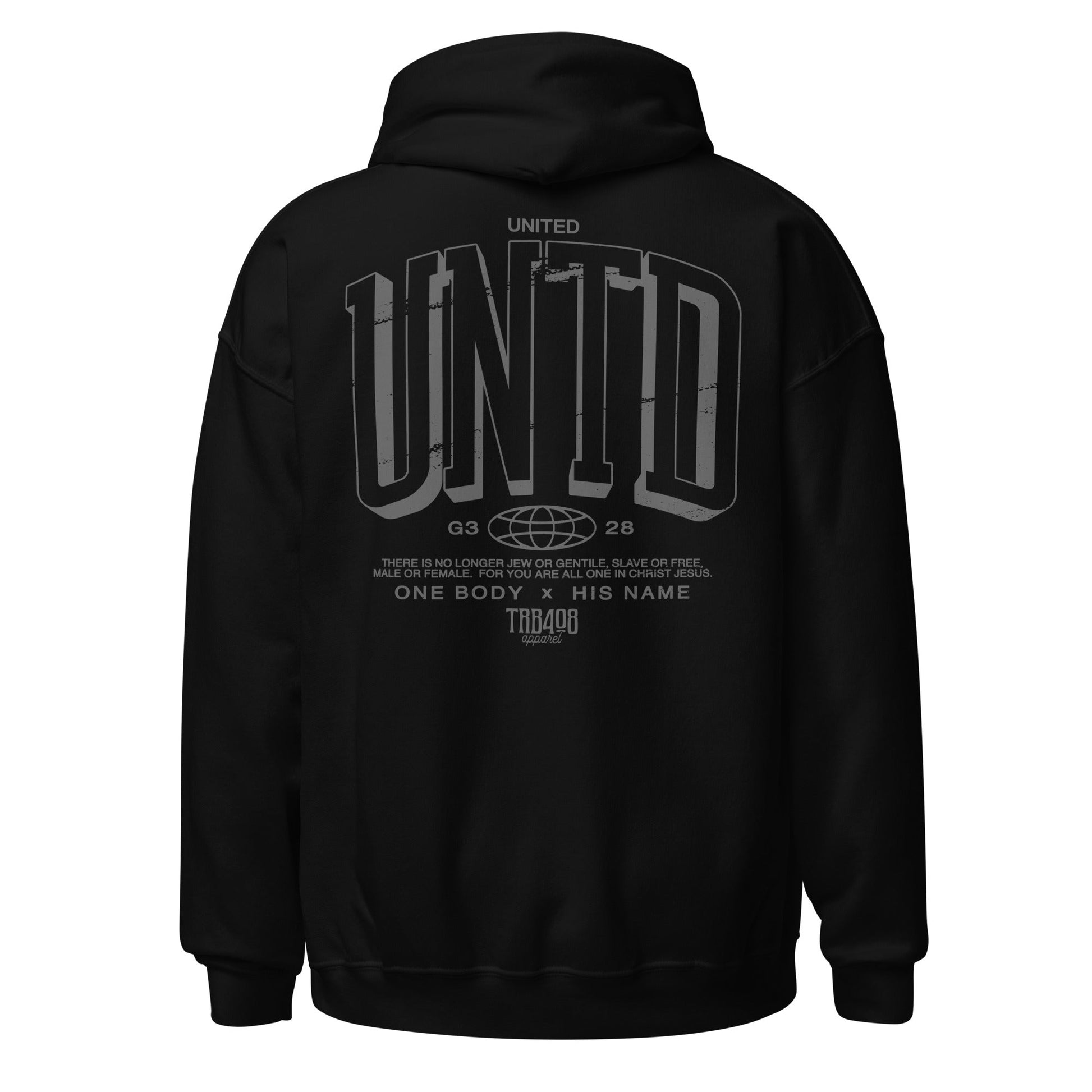 Black The Tall UNTD Hoodie, Back, Christian Apparel