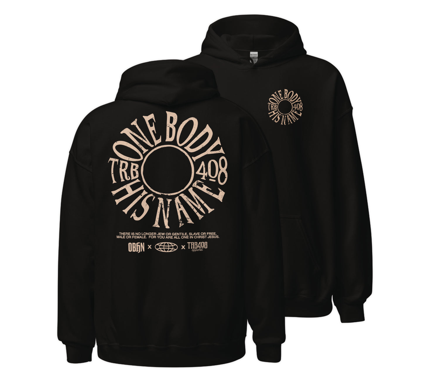 Black The TRIBE Hoodie, Front and Back, Christian Apparel