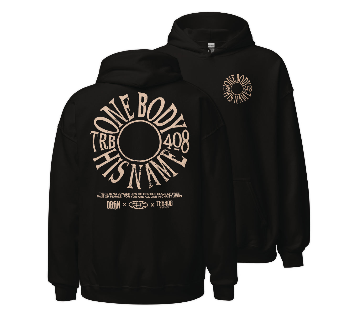 Black The TRIBE Hoodie, Front and Back, Christian Apparel