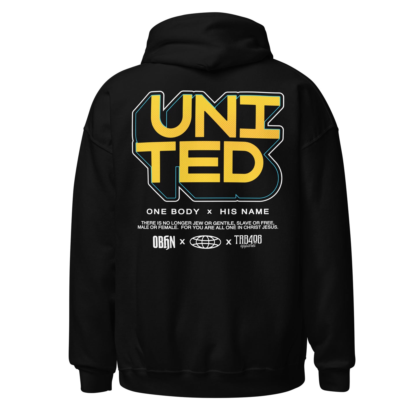 Black United 3D Hoodie, Back, Christian Apparel