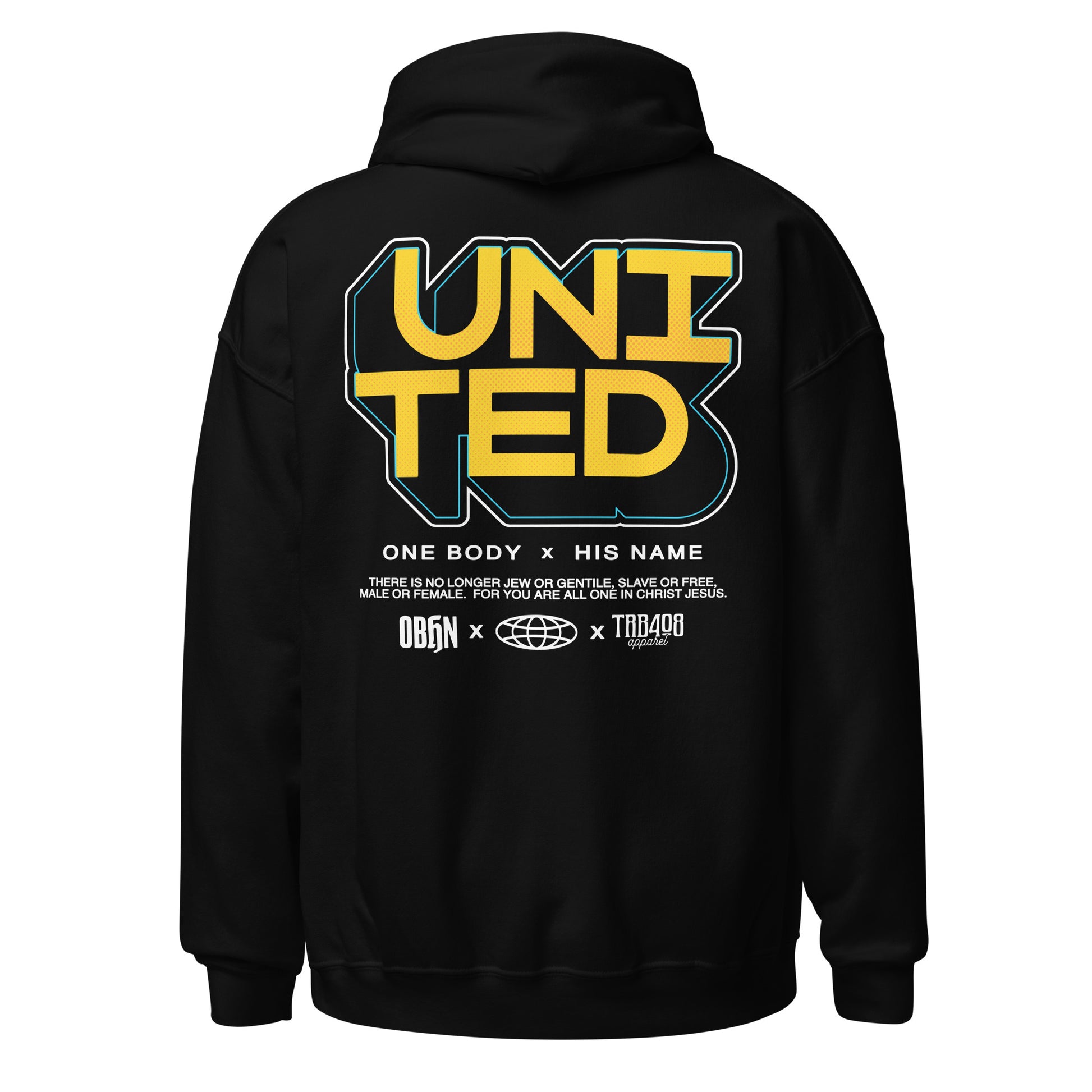 Black United 3D Hoodie, Back, Christian Apparel