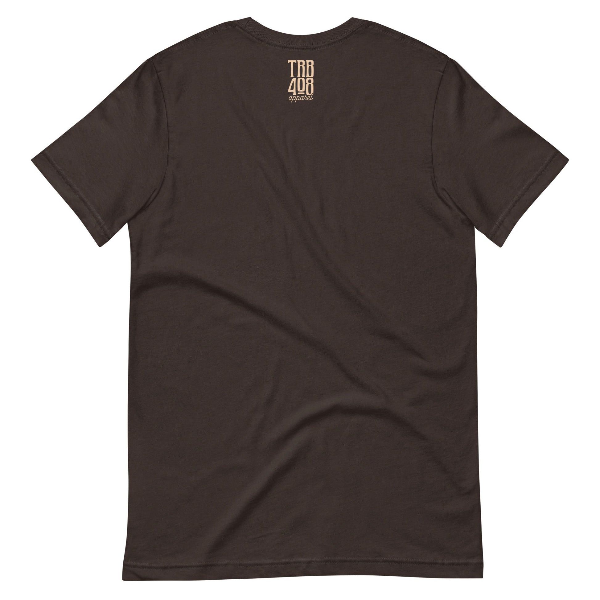 Brown short sleeve Grateful & Blessed Tee, Back, Christian Apparel