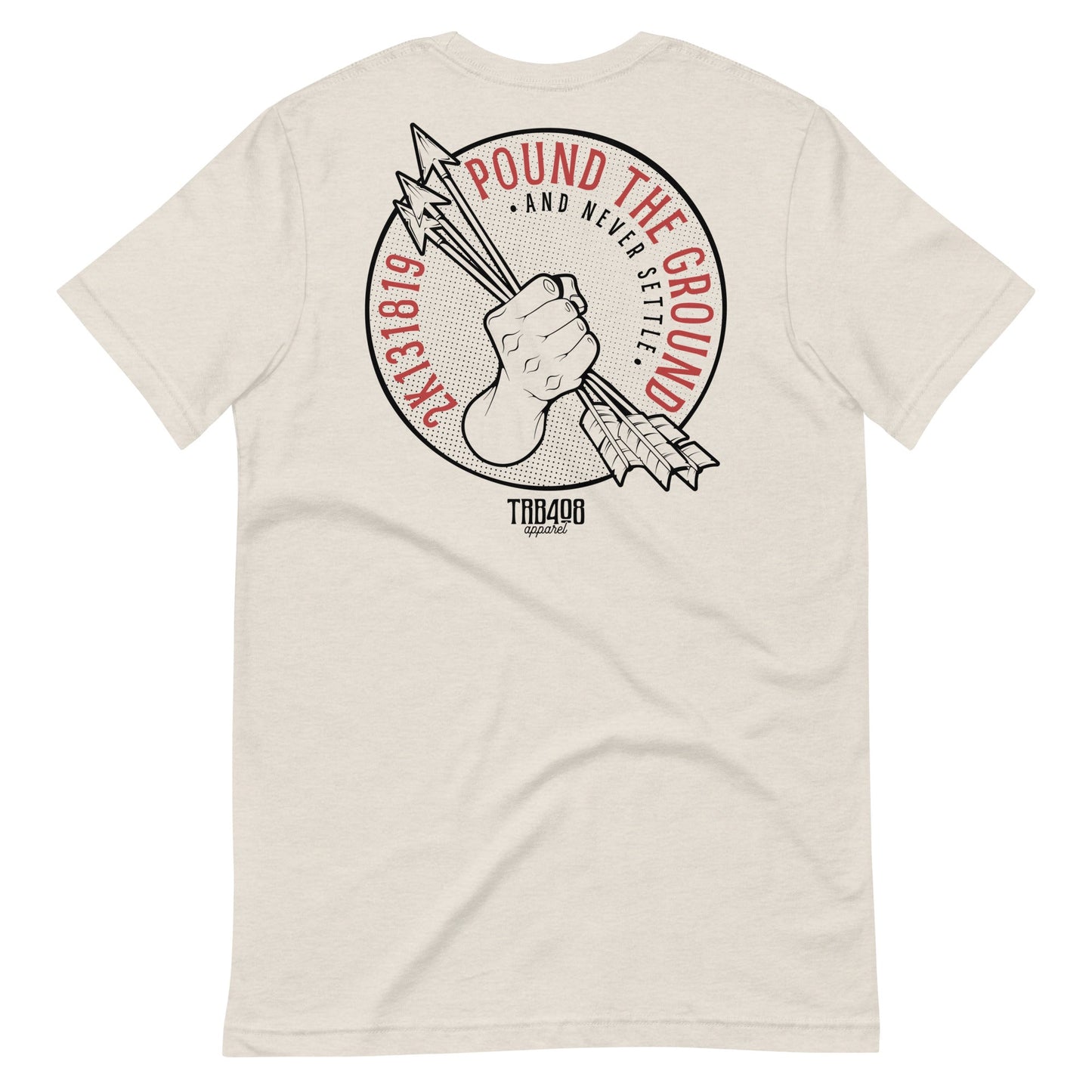 Dust short sleeve Never Settle Tee, Back, Christian Apparel