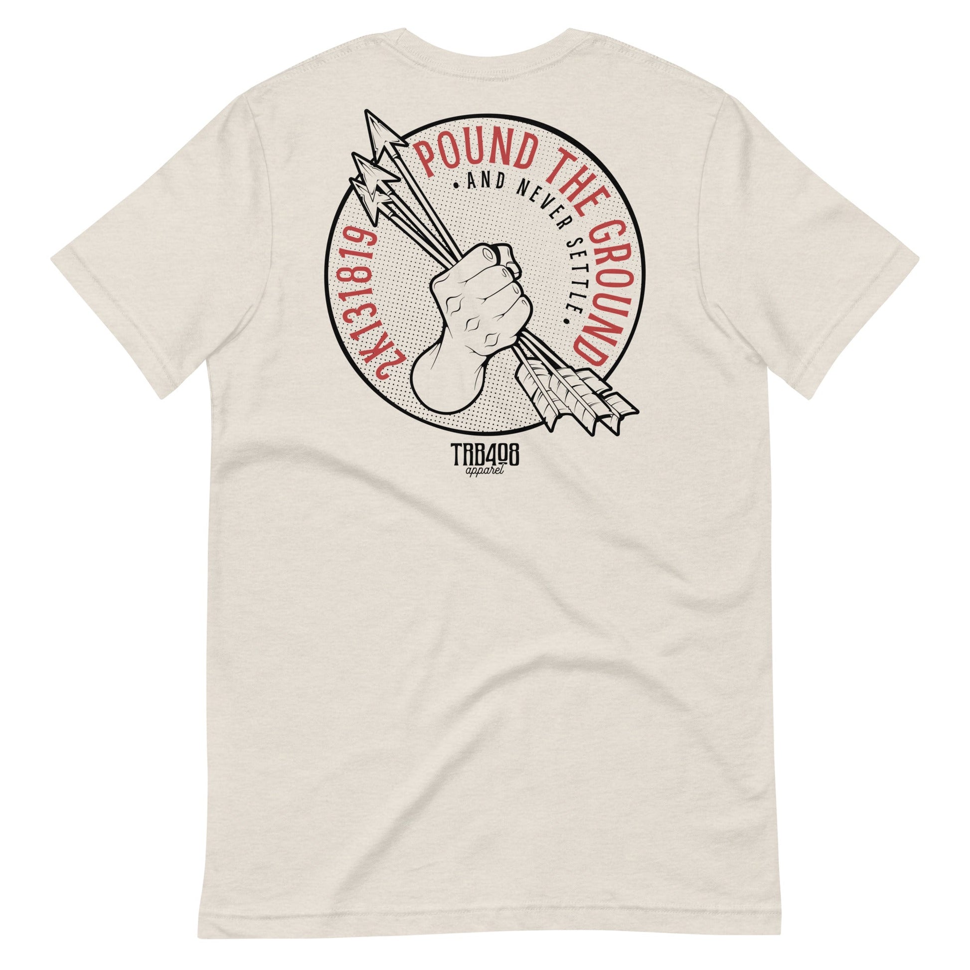 Dust short sleeve Never Settle Tee, Back, Christian Apparel