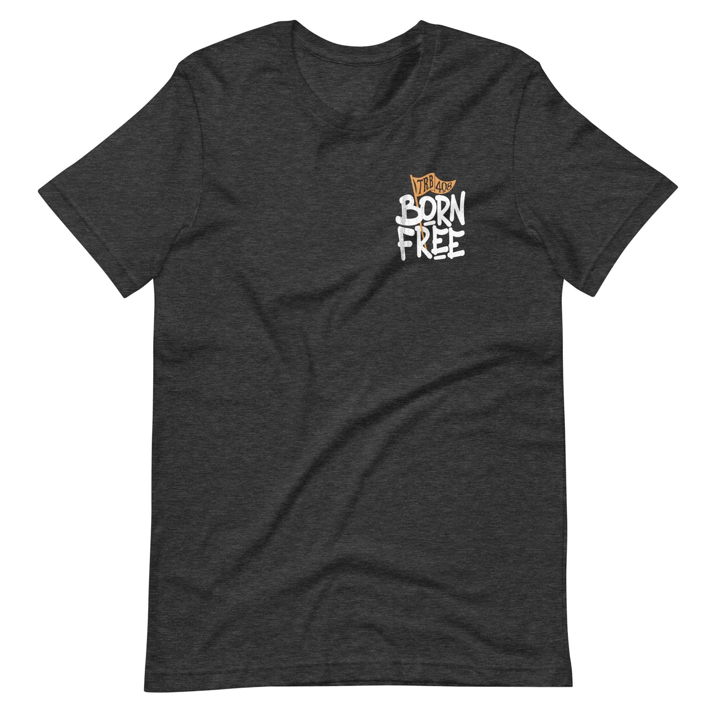 Gray short sleeve Born Free Tee, Front, Christian Apparel