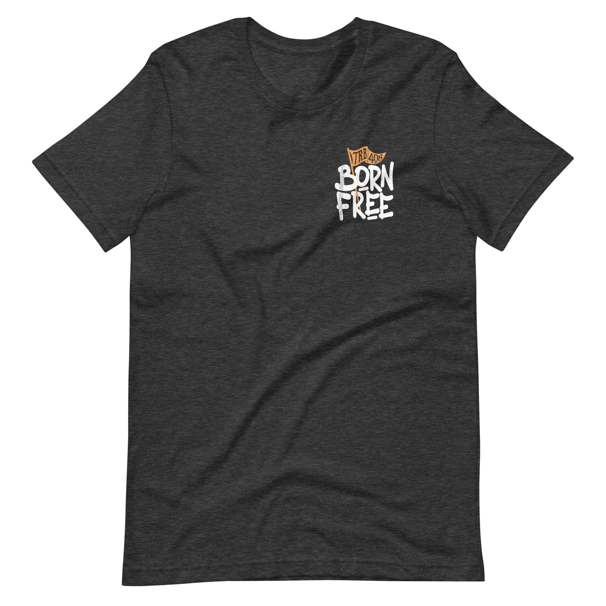Gray short sleeve Born Free Tee, Front, Christian Apparel