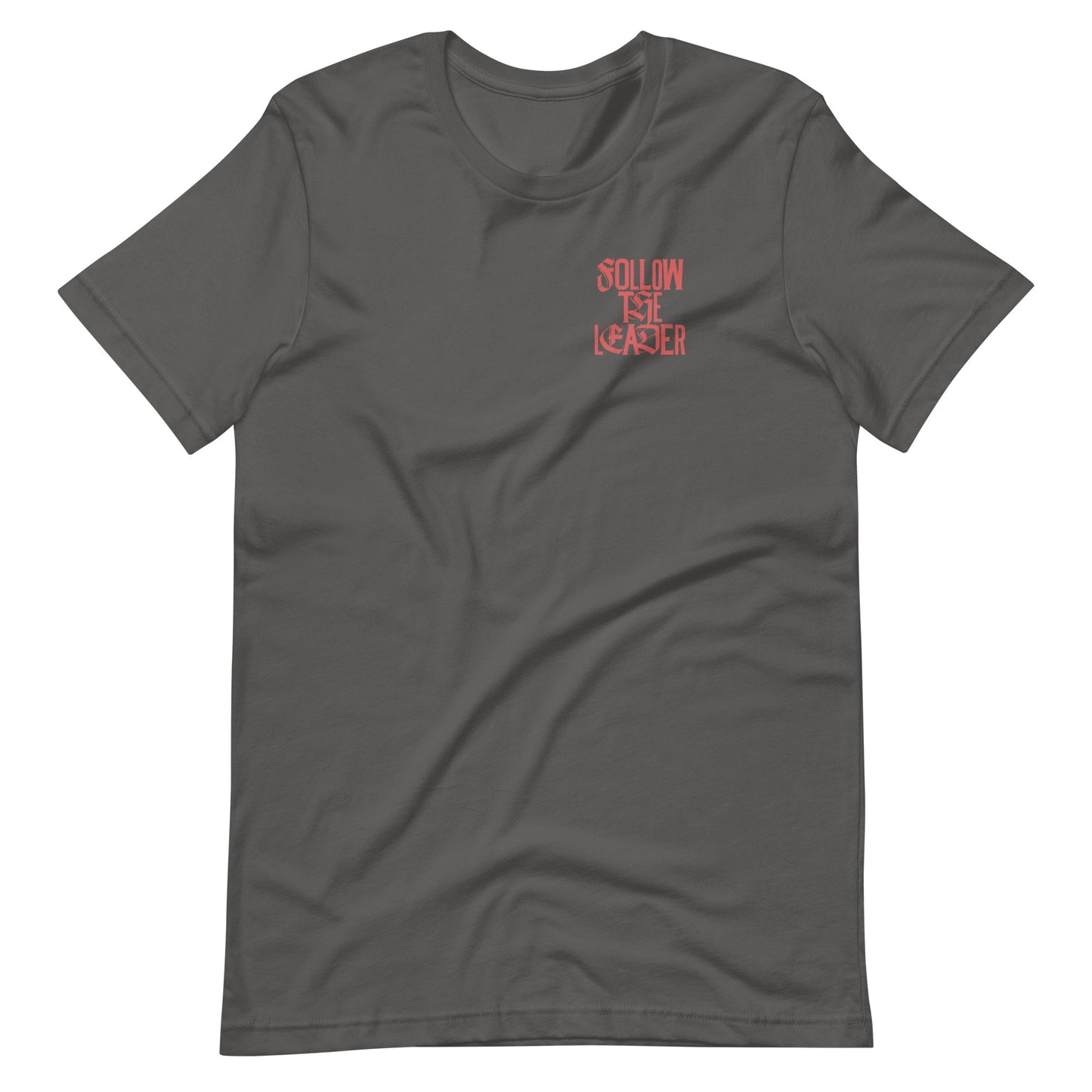 Gray short sleeve Follow The Leader Tee, Front, Christian Apparel