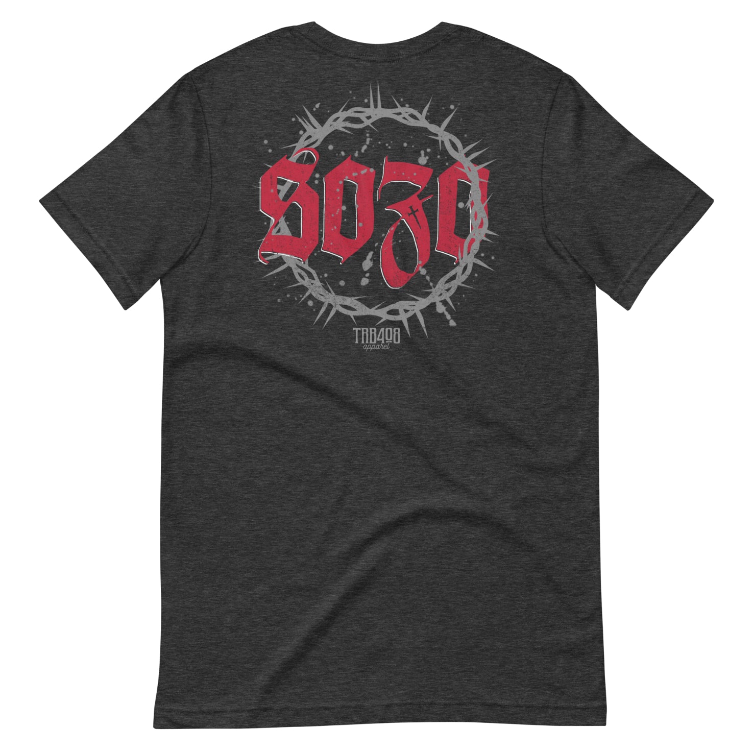 Gray short sleeve Sozo Tee, Back, Christian Apparel