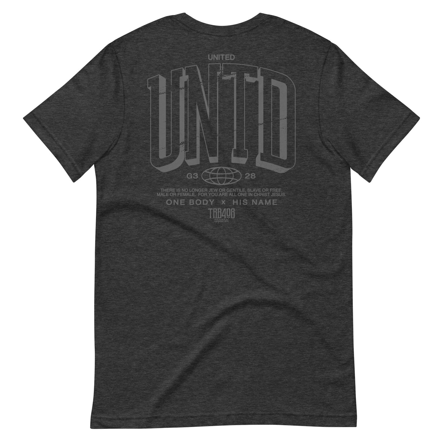 Gray short sleeve The Tall UNTD Tee, Back, Christian Apparel
