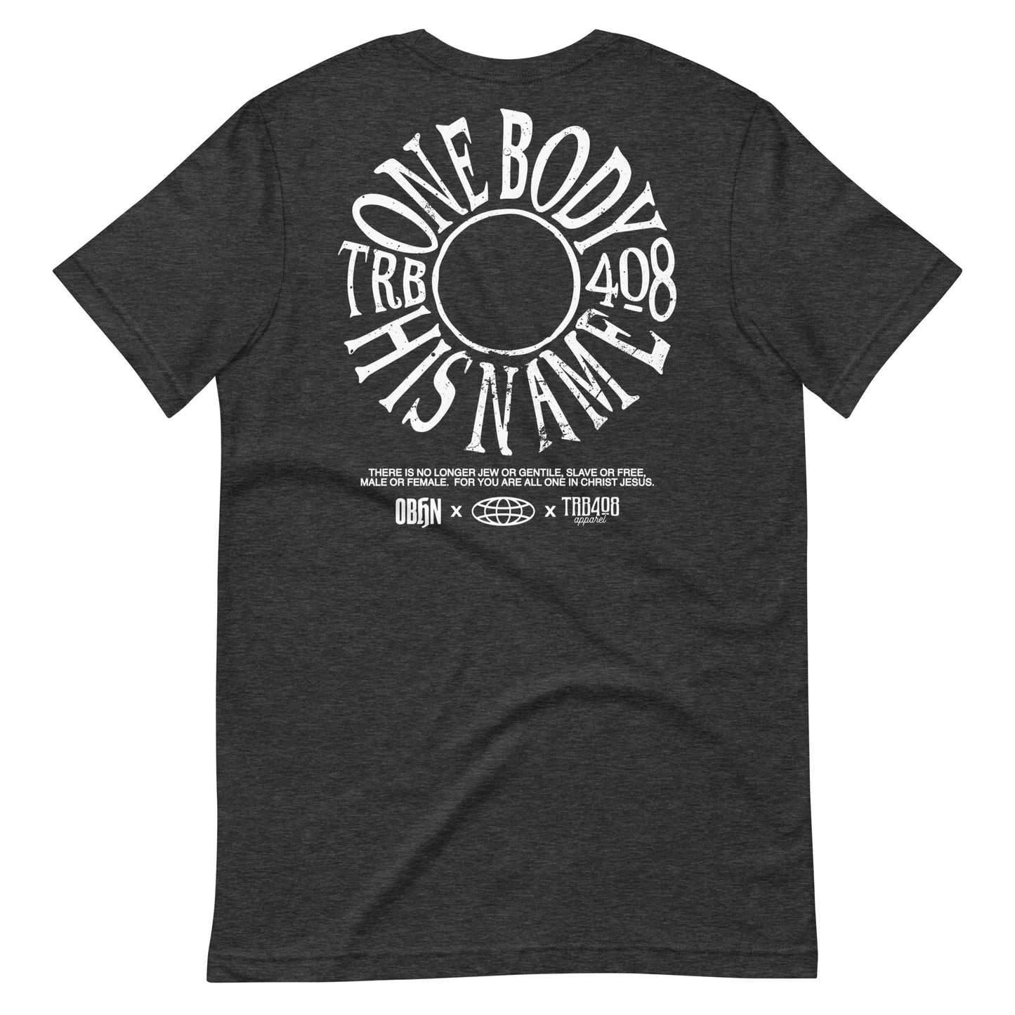 Gray short sleeve The TRIBE Tee, Back, Christian Apparel