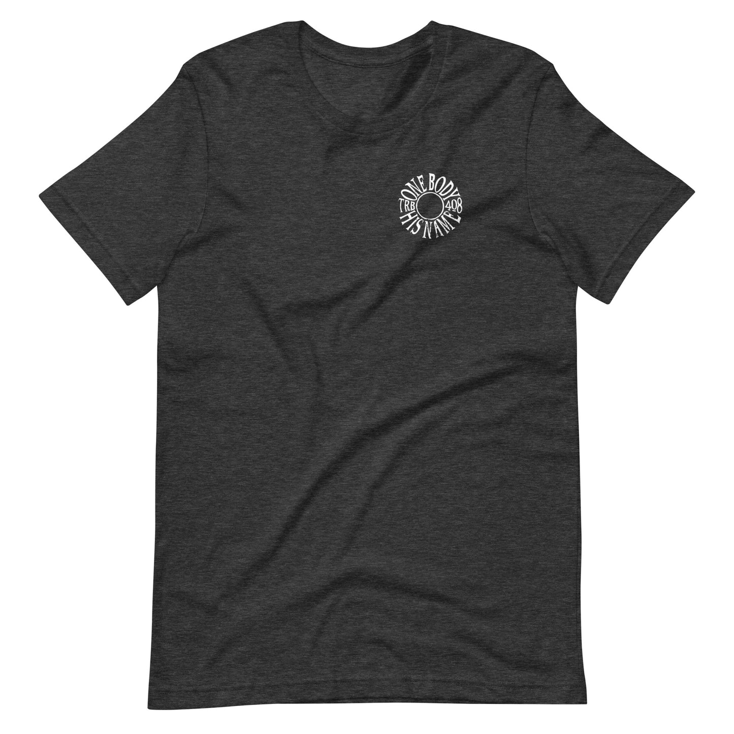 Gray short sleeve The TRIBE Tee, Front, Christian Apparel