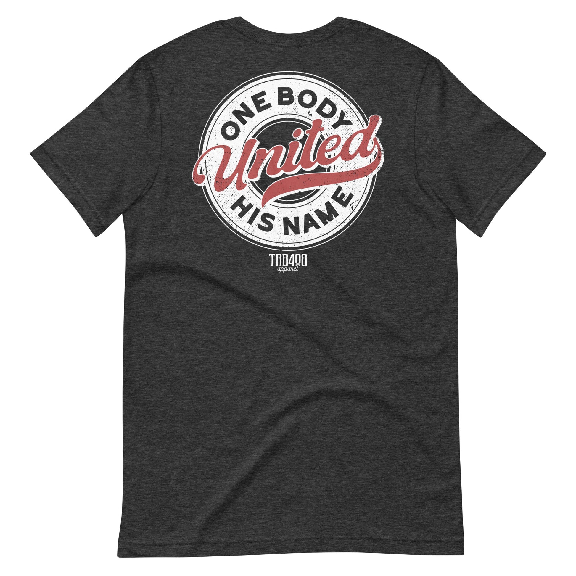 Gray short sleeve United Retro Ring Tee, Back, Christian Apparel
