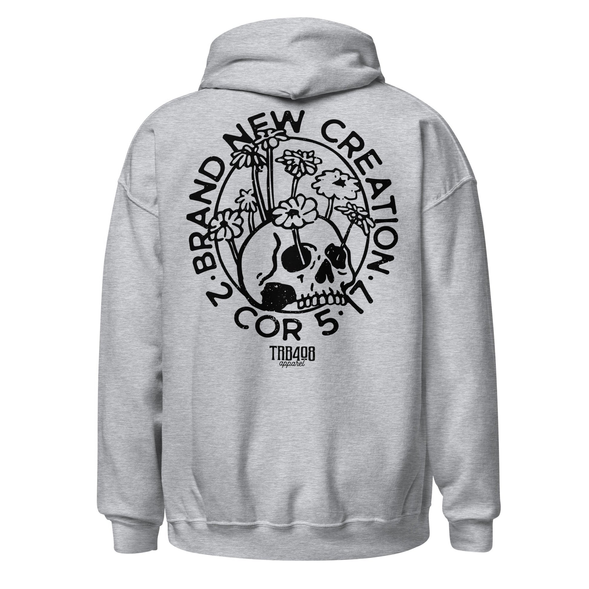 Light Gray Brand New Creation Hoodie, Back, Christian Apparel