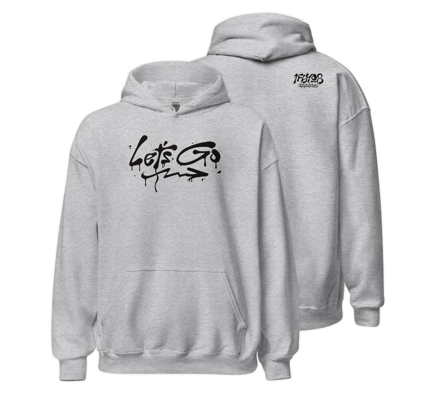 Light Gray Let's Go Hoodie, Front and Back, Christian Apparel