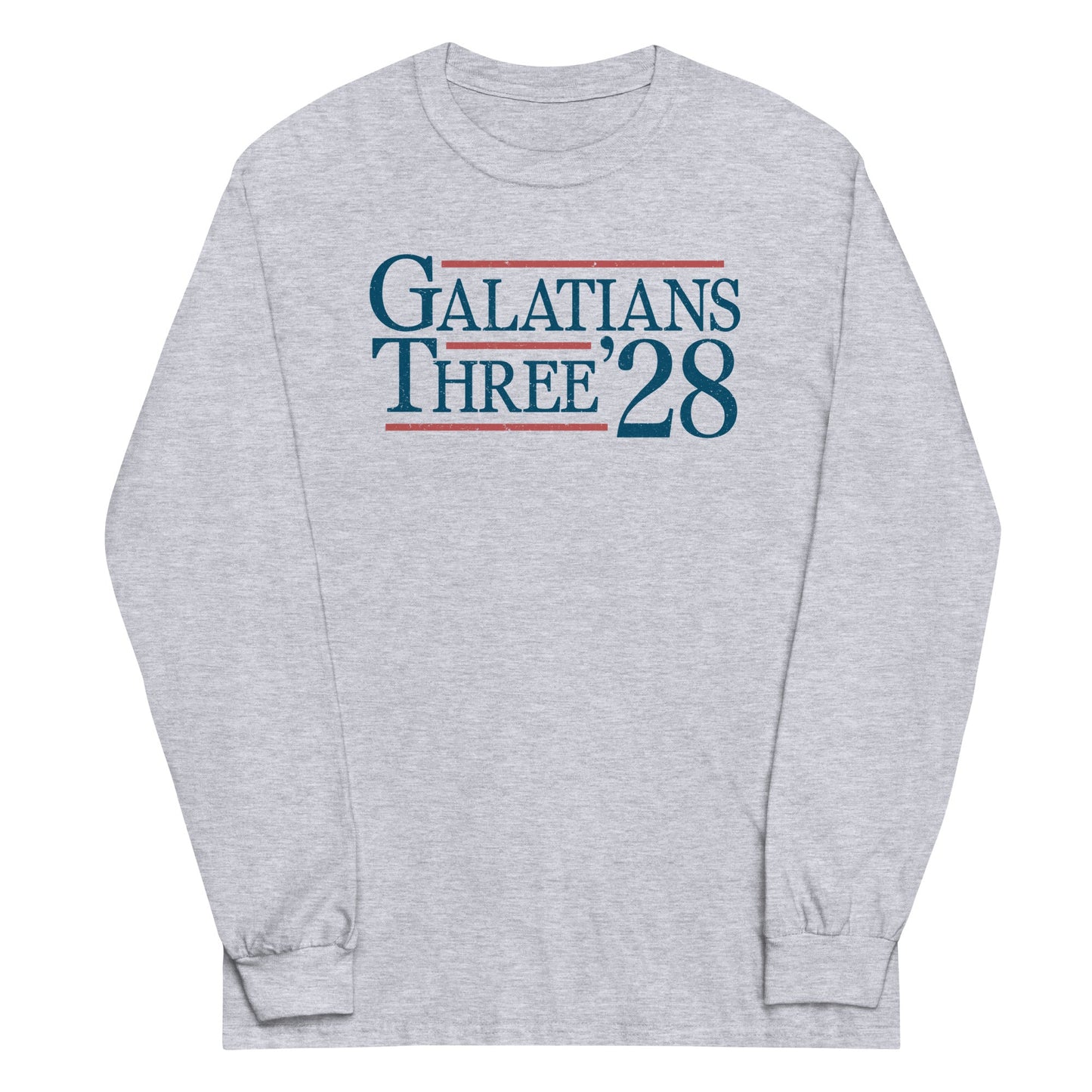 Light Gray long sleeve Tribe '28 Tee, Front, Christian Apparel