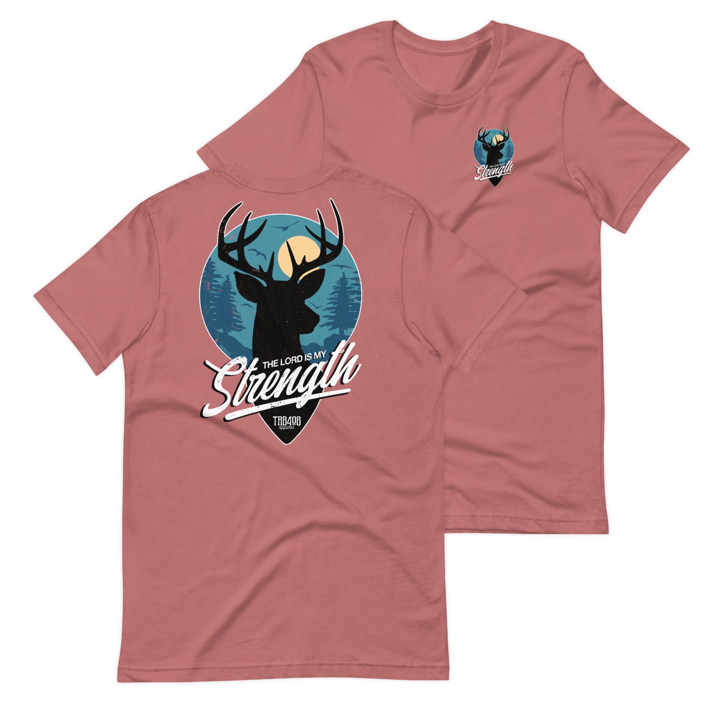 Mauve short sleeve My Strength Tee, Front and Back, Christian Apparel