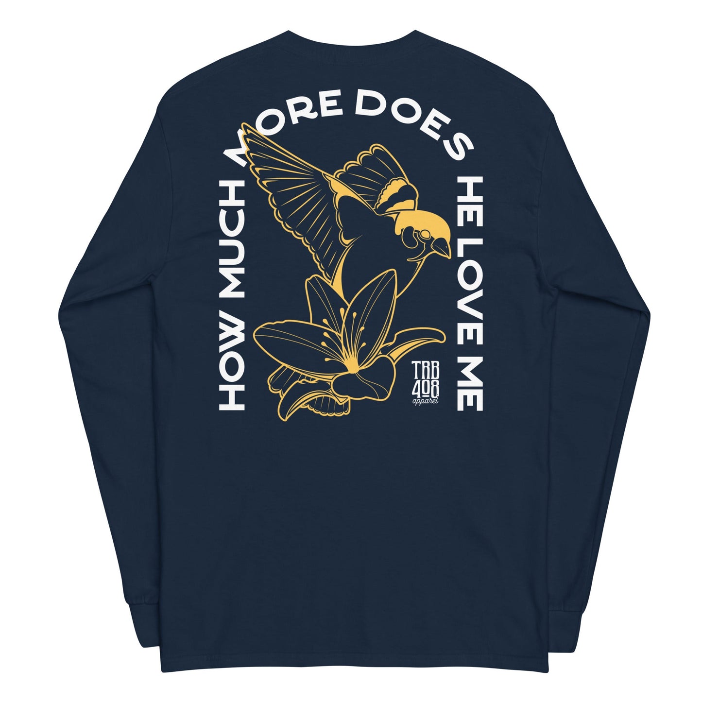 Navy long sleeve Sparrow & Lily Tee, Back, Christian Apparel