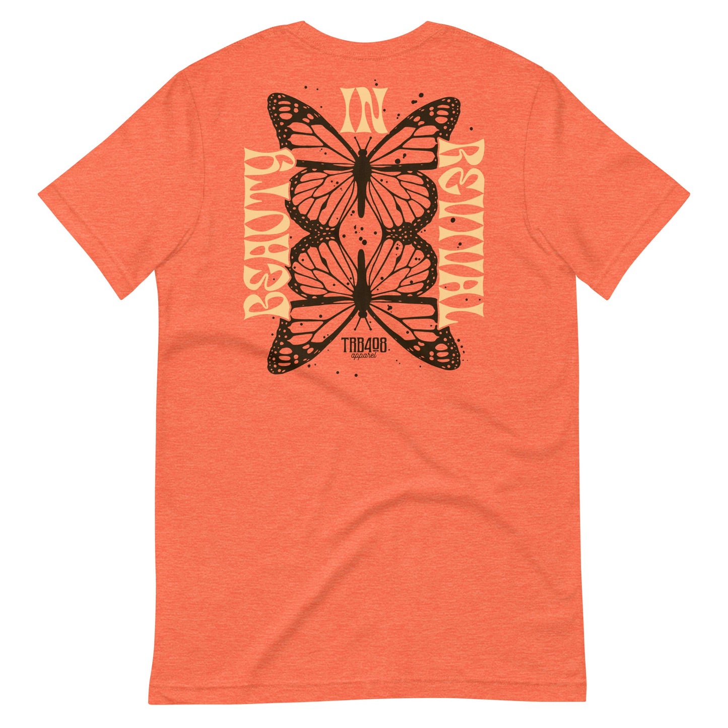Orange short sleeve Butterfly Tee, Back, Christian Apparel