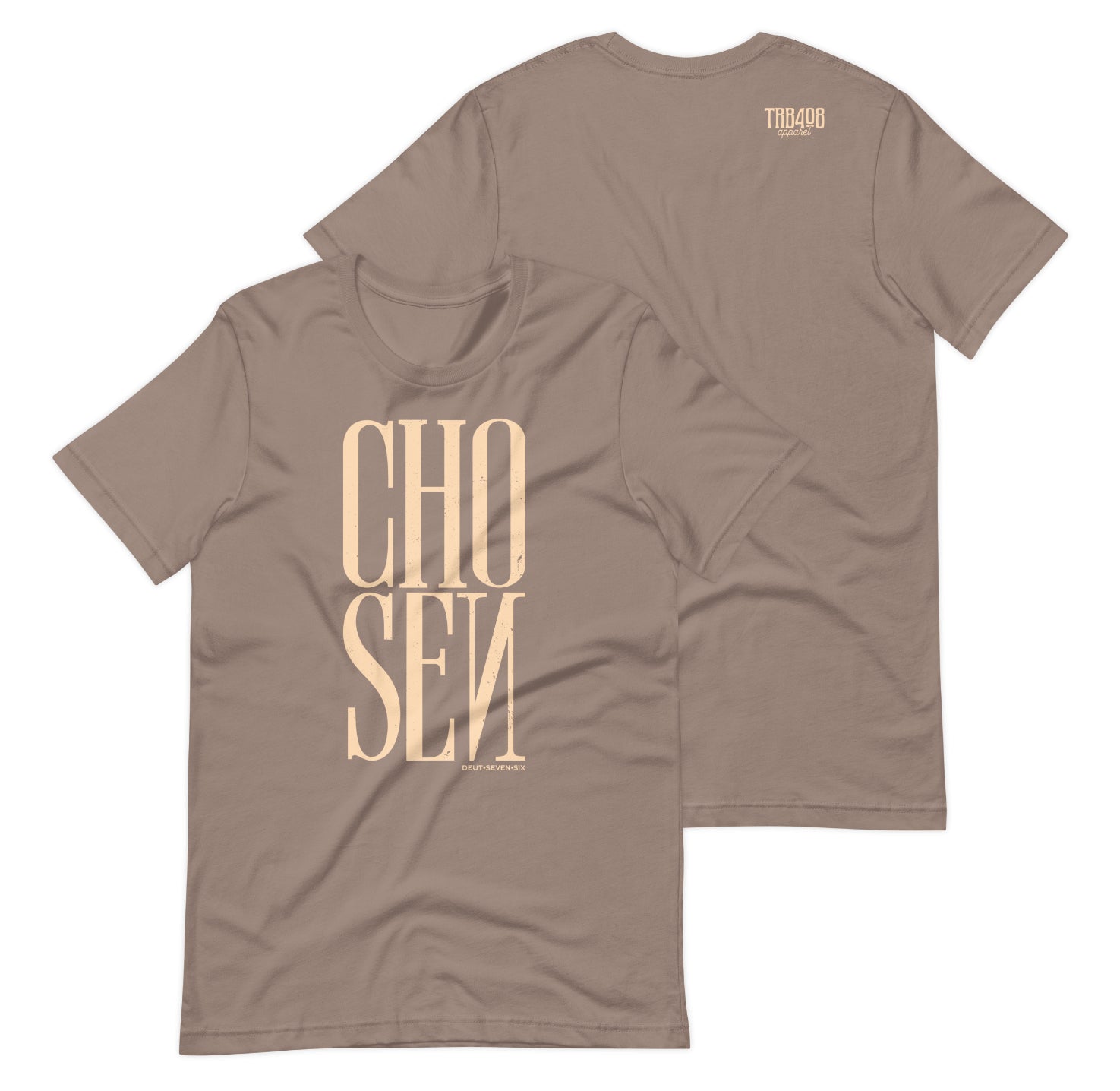 Pebble short sleeve Chosen Tee, Front and Back, Christian Apparel