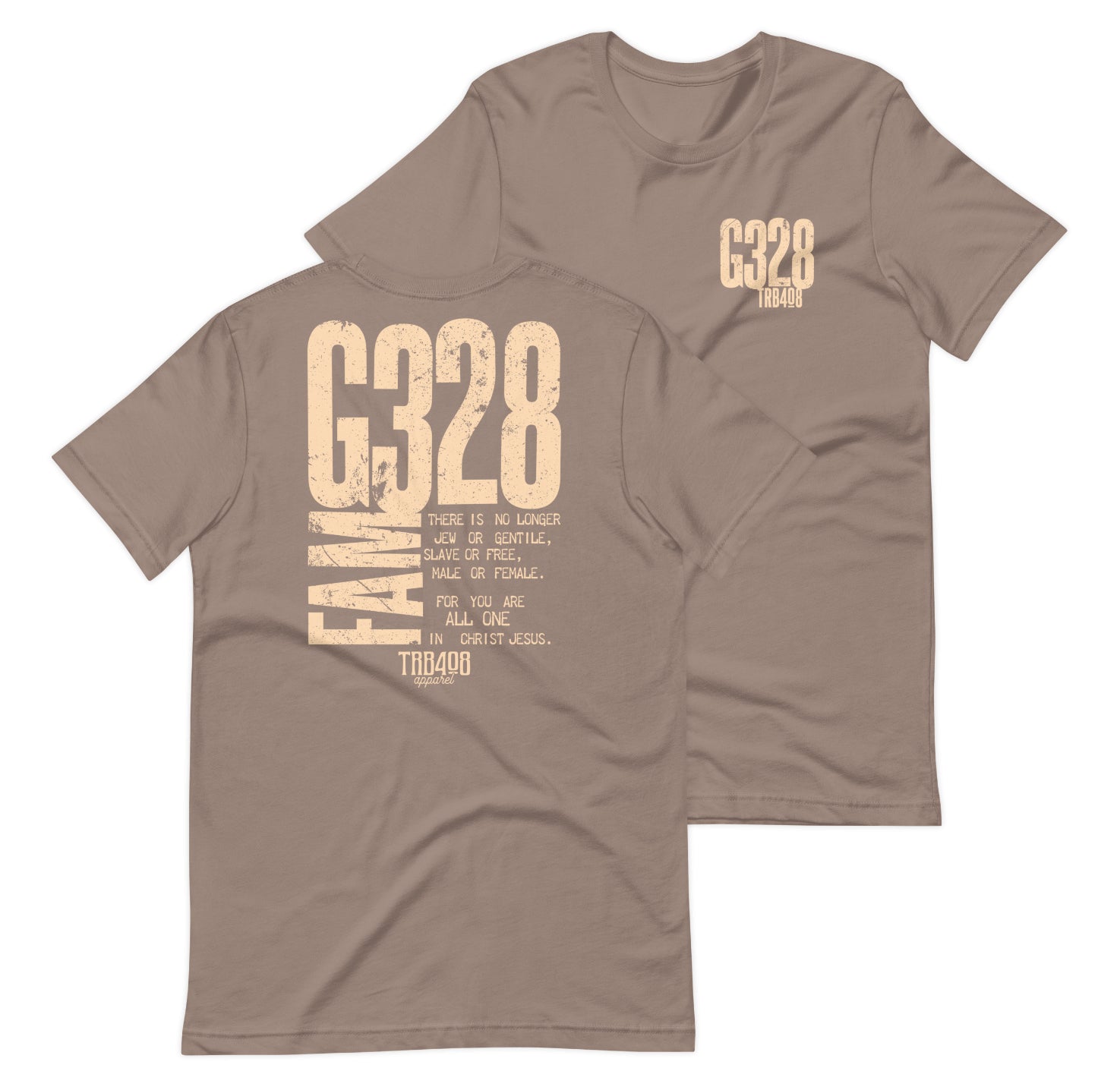 Pebble short sleeve G-Fam Tee, Front and Back, Christian Apparel