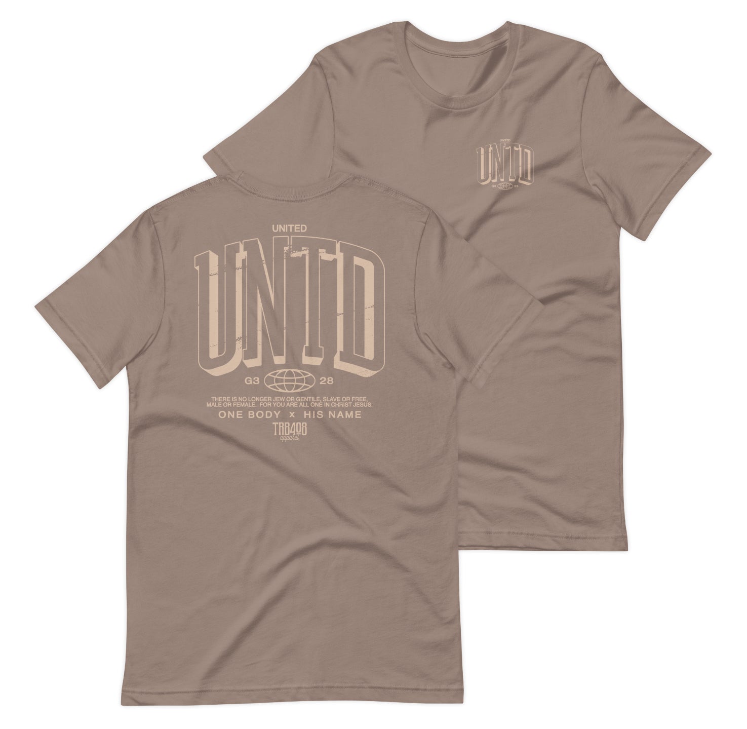 Pebble short sleeve The Tall UNTD Tee, Front and Back, Christian Apparel